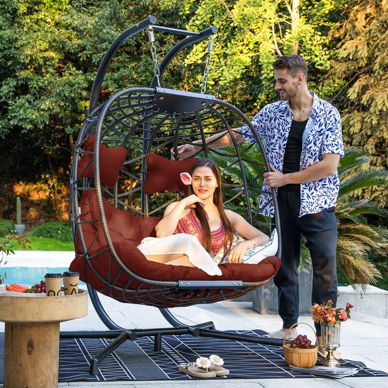 FINCATI Indoor Double Egg Chair, 700 lbs Extra-large 2 Person Double Egg Chair, Cozy Swing Chair, Oversized Hanging Egg Chair