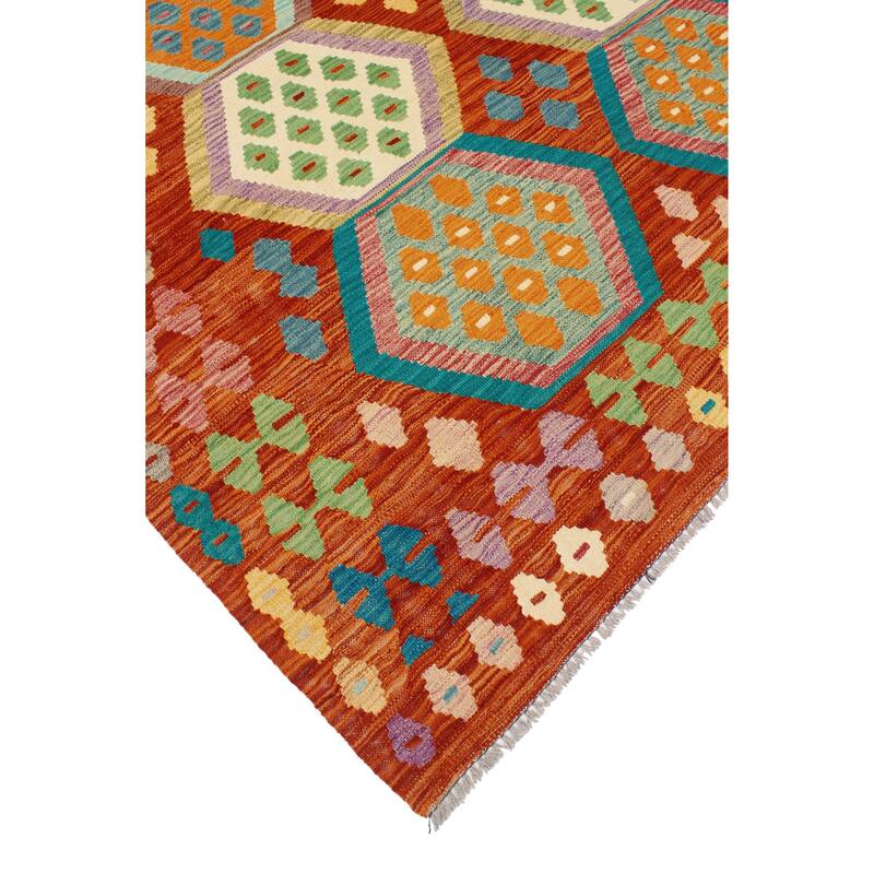 Flatweave Omar Red/Ivory Rug - 5'8" x 7'11"