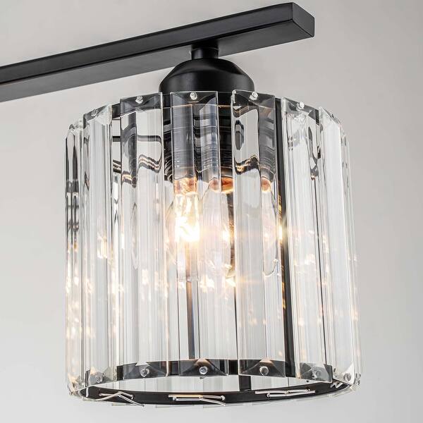 Starsky 5-Light Modern Glass Crystal Chandelier Cluster Linear Kitchen Island Light with Cylindrical Shade