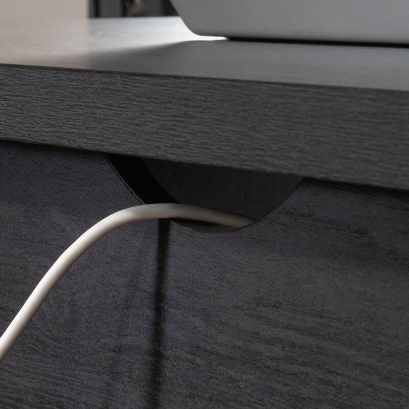 Engineered Wood Coastal Desk with Two Storages, Black