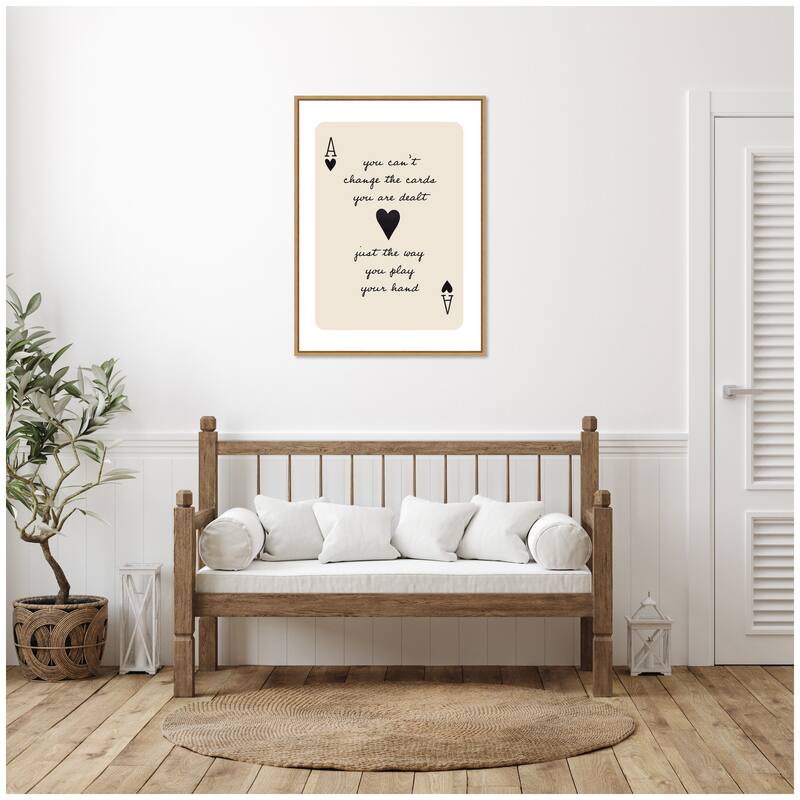 Kate and Laurel Ace of Heart Cards Positive Quote expansion by The Creative Bunch Studio Framed Canvas Wall Art Print