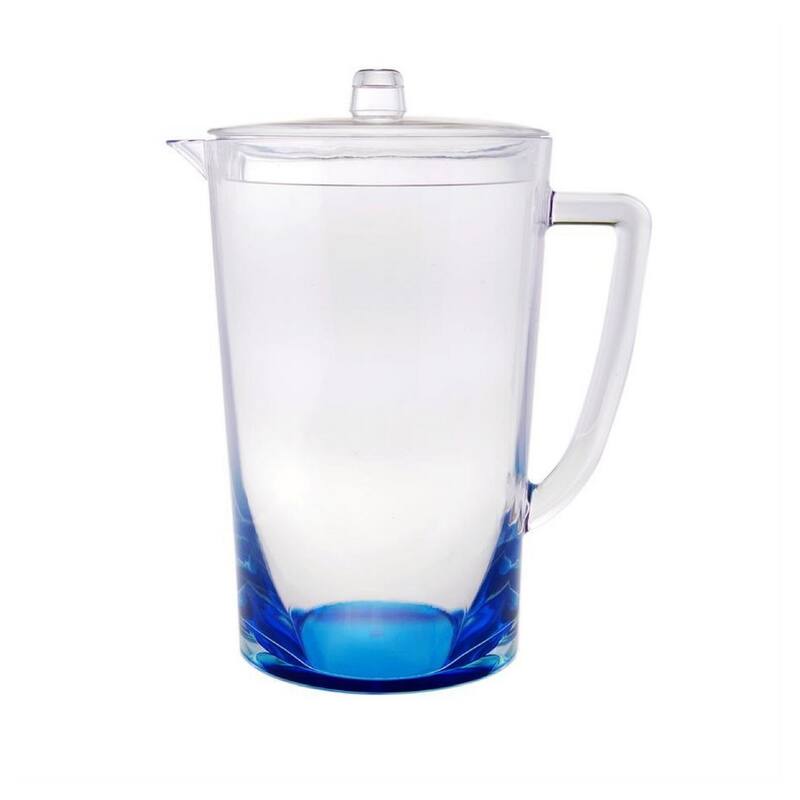 2.75 Quarts Water Pitcher with Lid, Oval Halo Design Unbreakable Plastic Pitcher, Drink Pitcher, Juice Pitcher - Clear