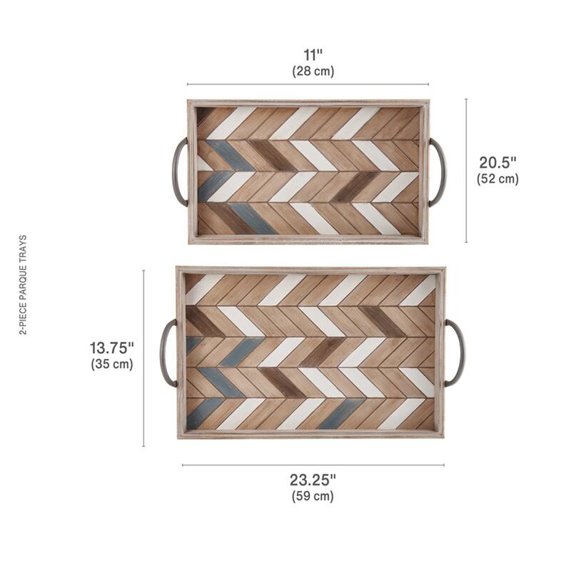 Elements Set of 2 Parquet Trays, 21, 23 Inch