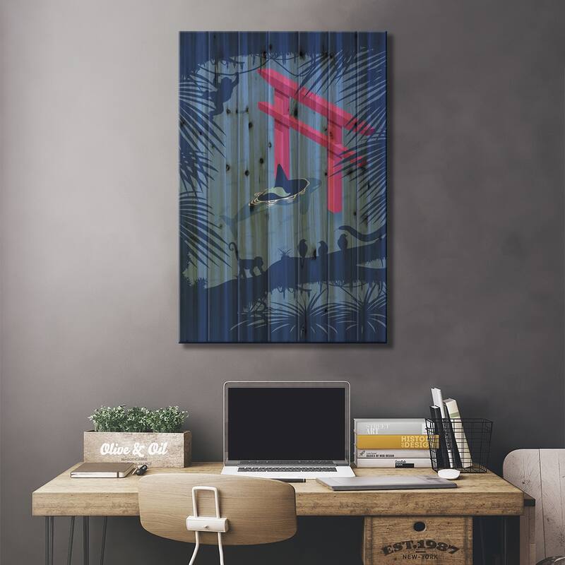 Whale Under Japanese Torii Print On Wood by Alberto Perez - Multi-Color