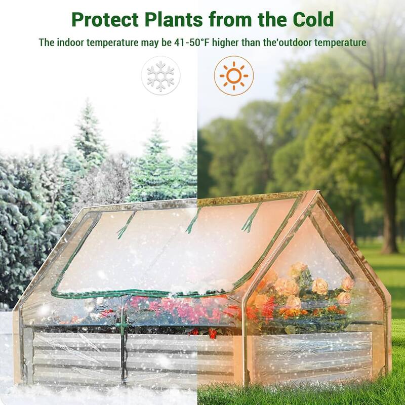 2-in-1 Greenhouse and Raised Bed Kit 180x90x90cm Galvanized Steel Planter with PVC Cover and 2 Viewing Windows - 180*90*90cm