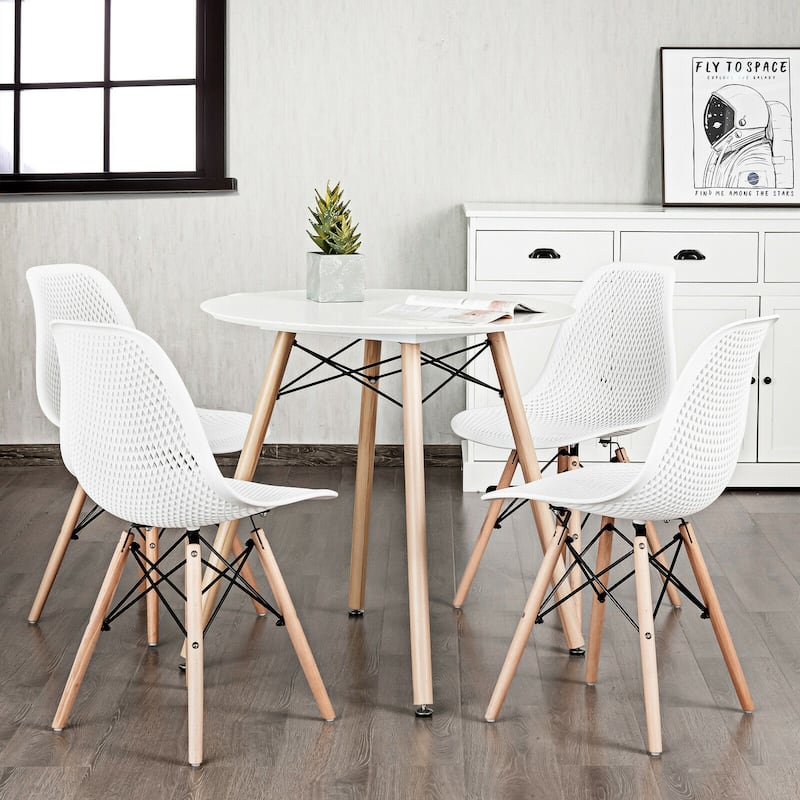 4 Pack Modern Mesh Dining Chair Set with Ergonomic Backrest and Beech Wood Legs - 22" x 18" x 32.5" (L x W x H)