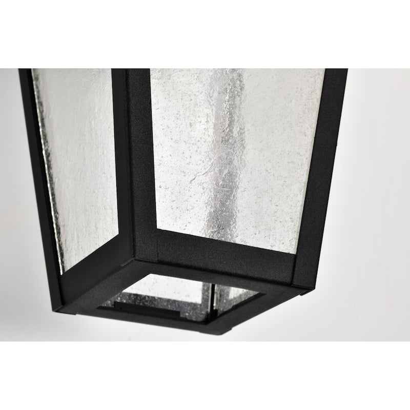 Lawrence 1 Light Medium Wall Lantern Matte Black with Clear Seeded Glass