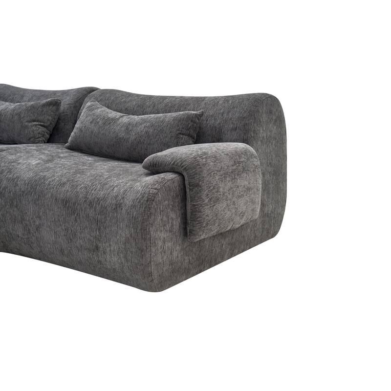 118" Boneless Couches for Living Room, Sectional Couches Modular Sofa with Ottoman, Memory Foam Cloud Couch