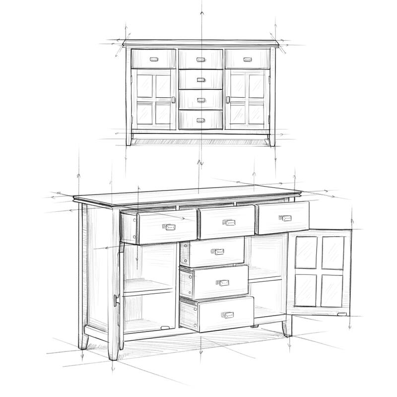 WYNDENHALL Stratford Solid Wood Transitional Sideboard Buffet - 54 inch Wide