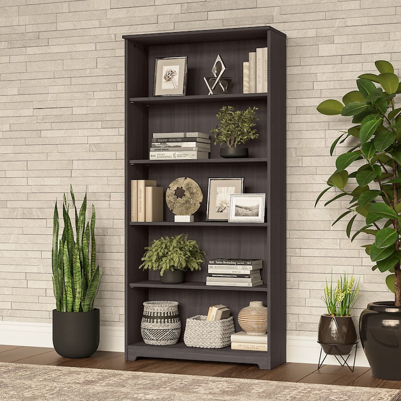 Bush Furniture Cabot Tall 5 Shelf Bookcase with Adjustable Shelves - Heather Gray