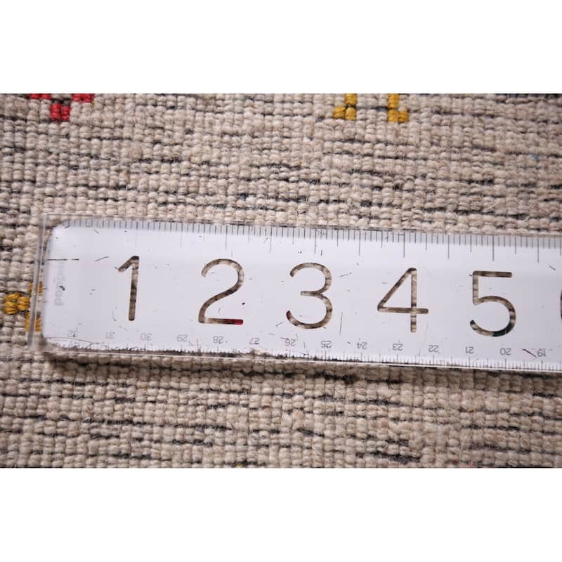 Gabbeh Indian Area Rug Hand-Knotted Oriental Beige Wool Carpet - 7'9" x 9'10"