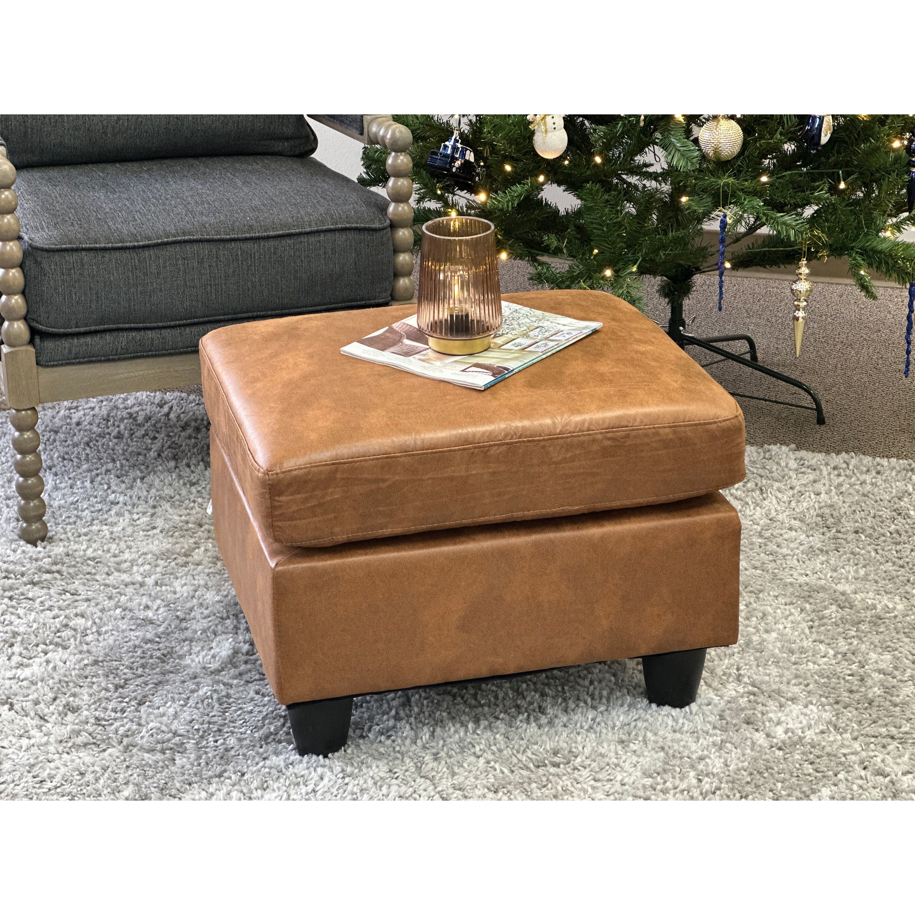 Faux Leather Ottoma,Padded cushion for maximum comfort,Upholstered