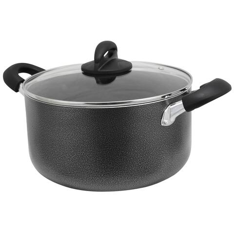 Oster Clairborne 6 Quart Aluminum Hammered Tone Dutch Oven with Lid in Charcoal Grey