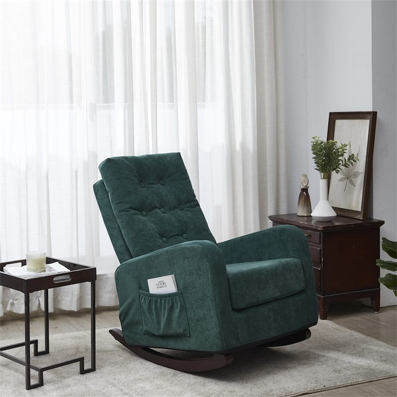 Living Room High Back TV Armchair Rocker, Lazy Recliner, Leisure Sofa - Green