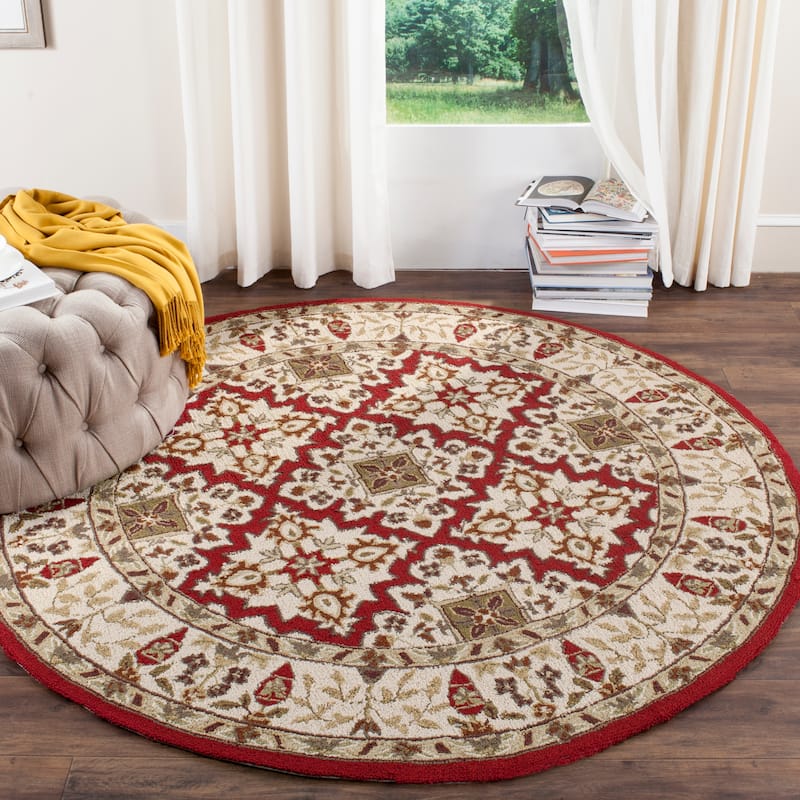 SAFAVIEH Handmade Easy Care Aviad Oriental Rug - 6' Round - Ivory/Ivory