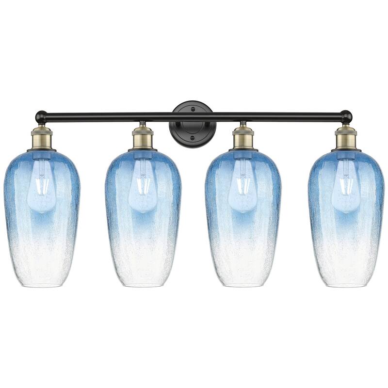Innovations Lighting 616-4W-18-34 Brookhaven Flute Vanity Brookhaven - Black Antique Brass / Sapphire Blue
