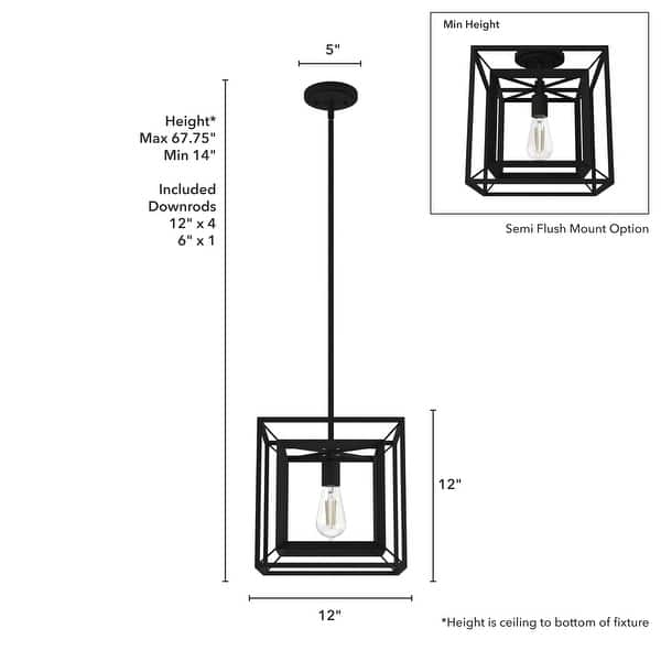 dimension image slide 0 of 5, Hunter Doherty Convertible Pendant/ Semi-Flushmount - Kitchen Island, Entry, Dining - Industrial, Contemporary, Transitional