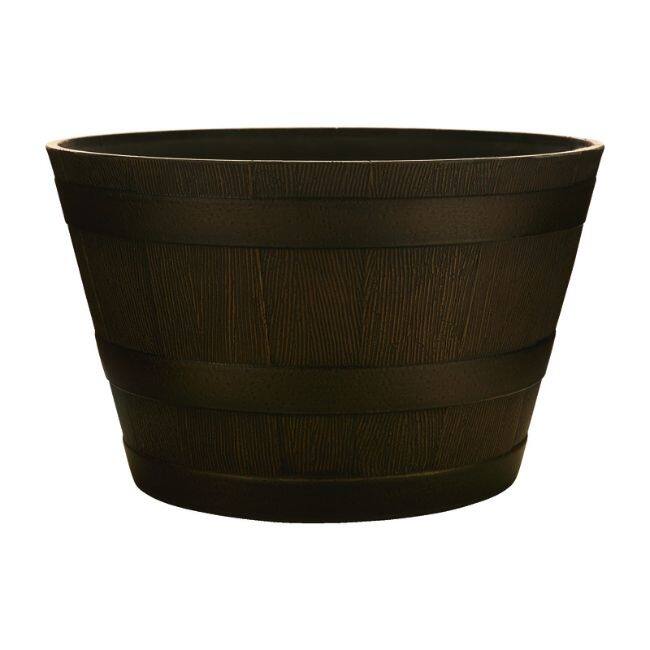 Southern Resin Whiskey Barrel Planter Brown