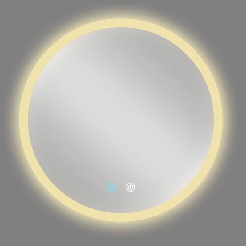 24 inch Round Frameless Anti-Fog Wall Mounted LED Bathroom Vanity Mirror