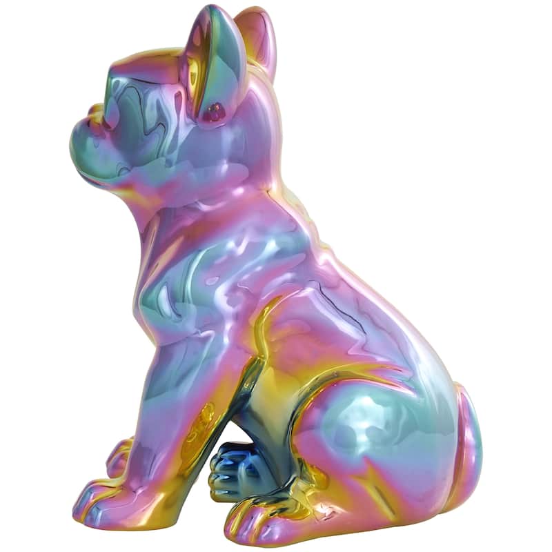 Ceramic Bulldog Decorative Sculpture with Sunglasses - Silver, Gold - CosmoLiving by Cosmopolitan