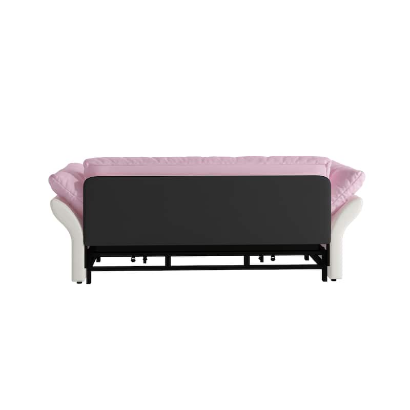 Queen Pull Out Sofa Bed, 3-in-1 Convertible Sleeper Tufted Sofa with 2 Soft Pillows, Velvet Loveseat Bed