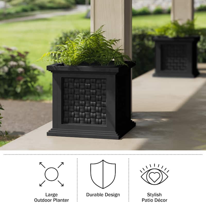 Pure Garden 14.65-in Faux Rattan Style Outdoor Planter Box