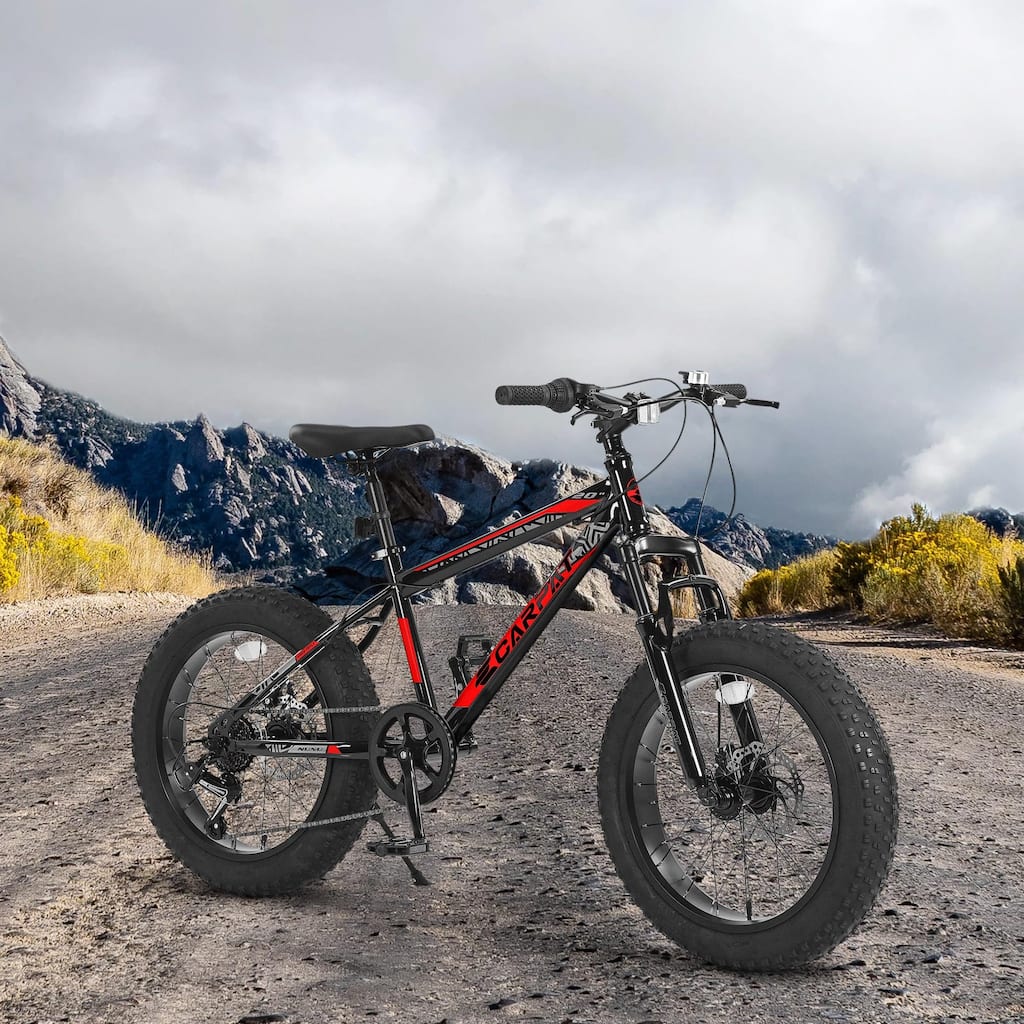 Black Red Snow Mountain Bike Teenager Kids Bike 20 Inch Wheels