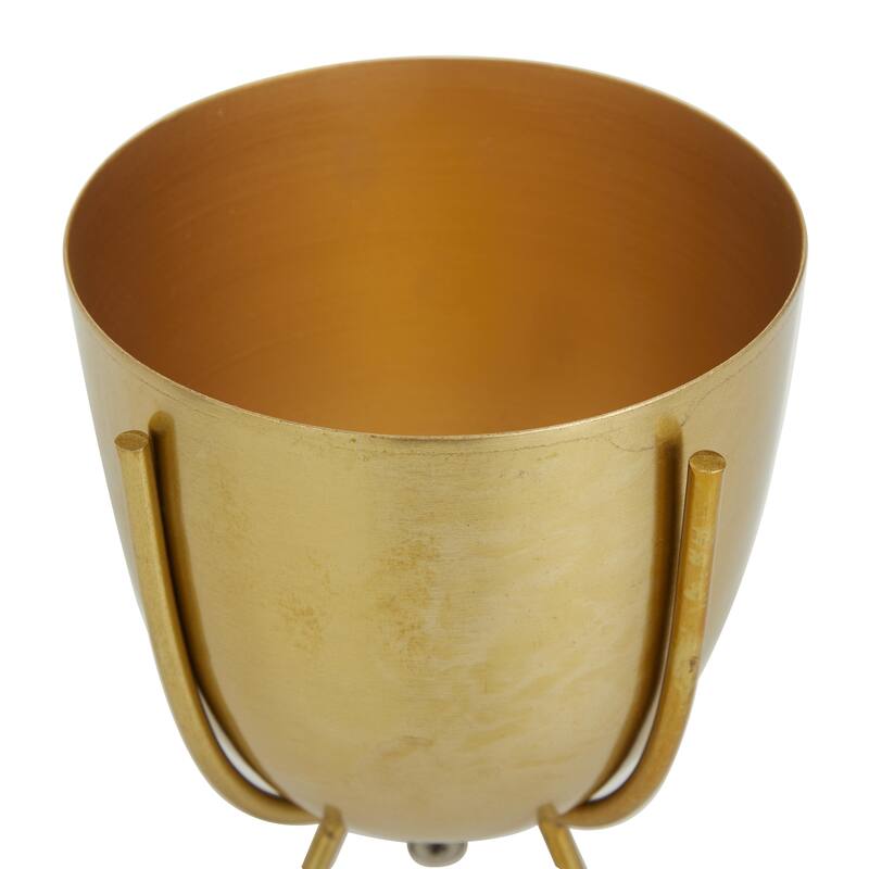 Metal Small Indoor Outdoor Planter with Removable Stand - Set of 2 Silver or Gold - CosmoLiving by Cosmopolitan