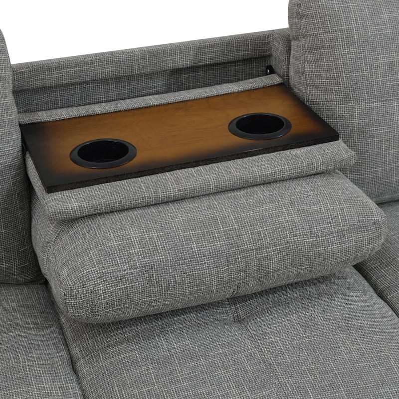 Brown Grey Linen 3-Piece Sofa Set Living Room Sofa