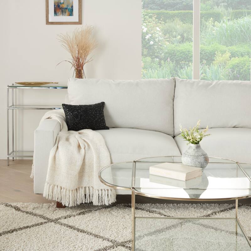 Mina Victory Luminescence Modern Beaded Throw Lumbar Pillow 10" X 14" - 10" x 14" - Black