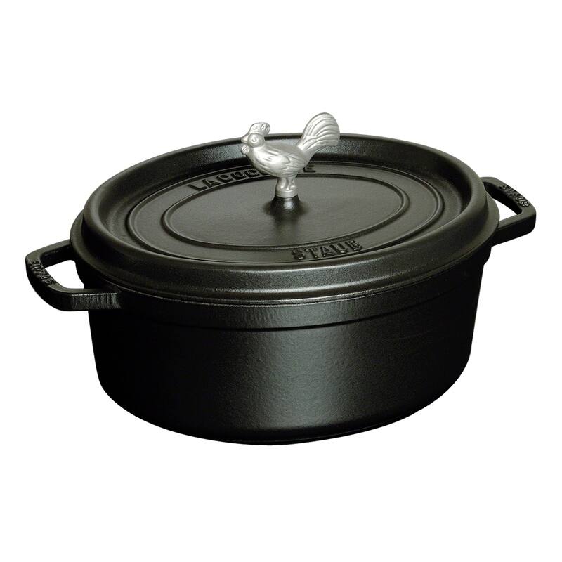 STAUB Cast Iron 5.75-qt Coq au Vin Cocotte - Matte Black