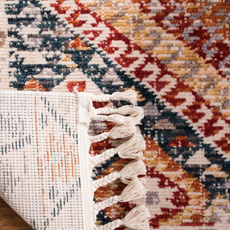 SAFAVIEH Farmhouse Kimberli Boho Tribal Polyester Rug - Ivory/Navy - 3' x 5'