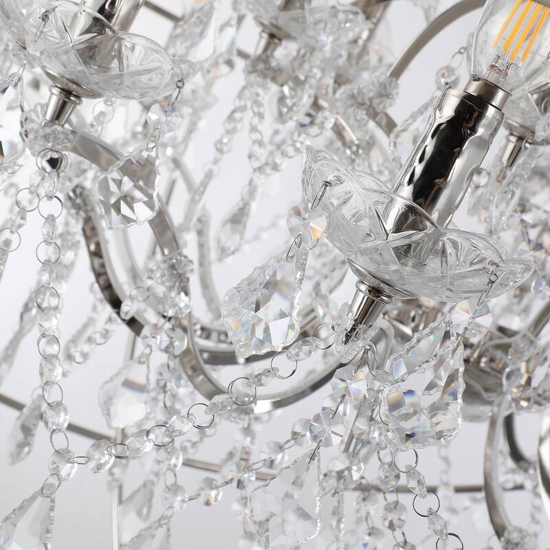 18-light Orb Design 43" Chandelier With Clear Crystals