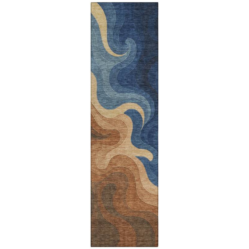 Machine Washable Indoor/ Outdoor Modern Dejuan Chantille Rug