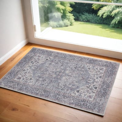 Cifid Power Loomed Distressed Floral Traditional Area Rug By HomeRoots - 60' X '36' X '0.28