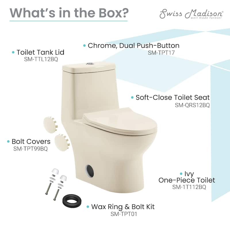 Swiss Madison SM-1T112 Ivy One Piece Dual Vortex 1.1/1.6 GPF Toilet