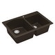 preview thumbnail 8 of 48, Top Mount 33-inch Large/Small Bowl Quartz Kitchen Sink - 33" x 22" x 9"