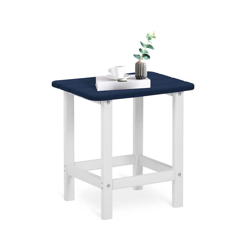 Aoodor HDPE All Weather Outdoor Side Table, Square Adirondack Patio End Table for Patio, Pool, Porch