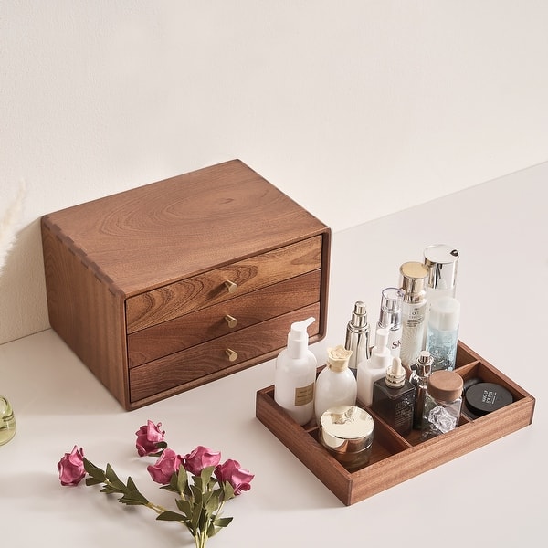 Solid Wood Jewelry Box Organizer, 3-Layer Jewelry Storage