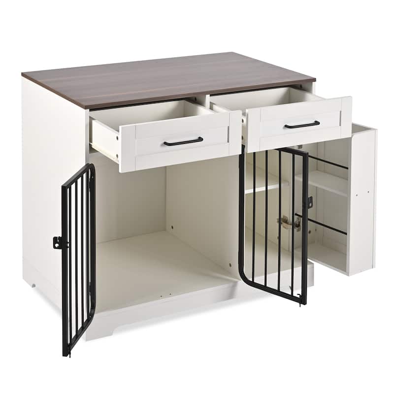 Indoor Dog Kennel with 2 Drawers and Storage Cabinet