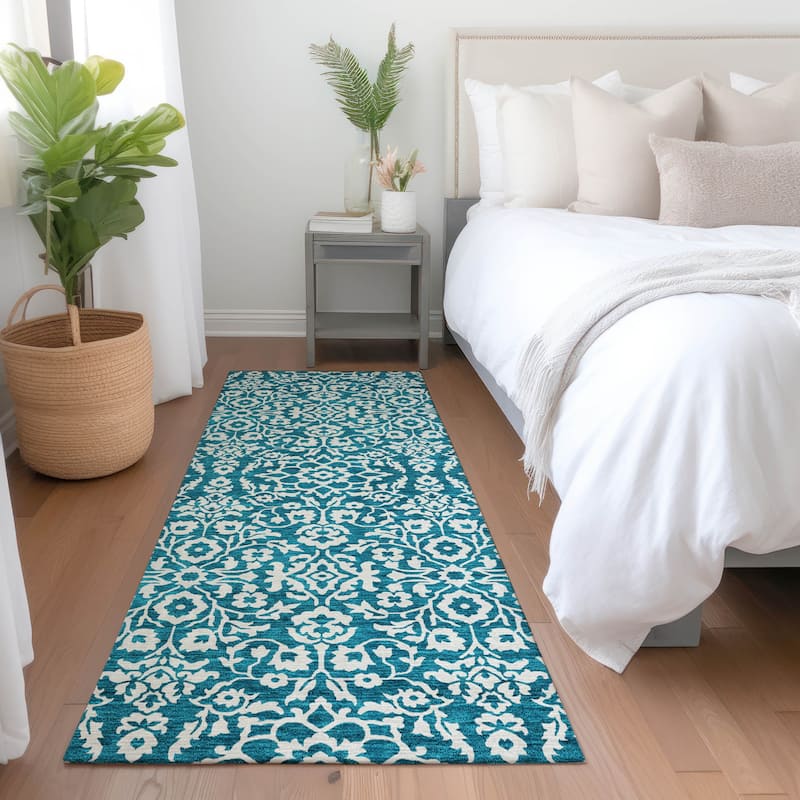 Premium Washable Super Soft Traditional Mekenzie Mayfield Rug - Teal - 2'3" x 7'6"