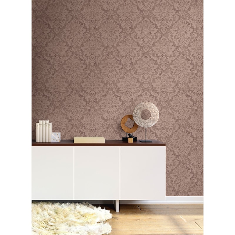 Seabrook Designs Roselyn Antique Damask Unpasted Wallpaper