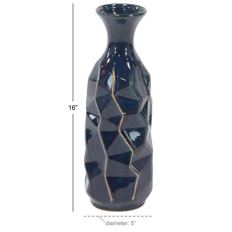 Blue Modern Smooth Glazed Stoneware Vase