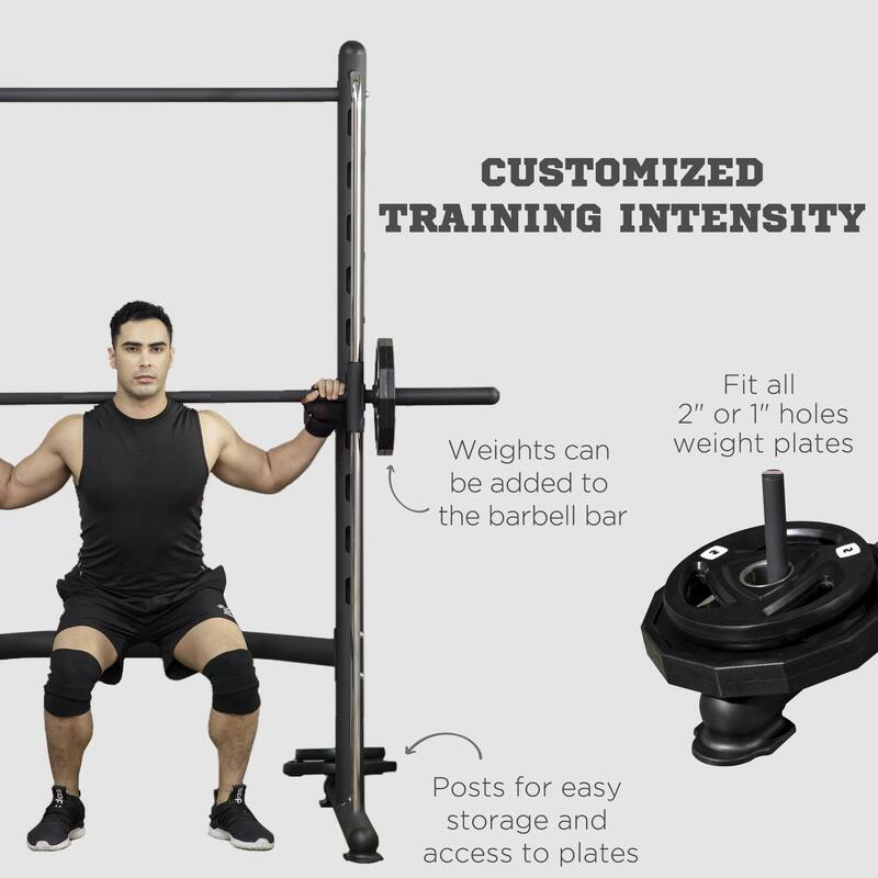 Soozier Adjustable Squat Rack with Pull Up Bar, Barbell and Weight Rack, Barbell Stand Weight Lifting Equipment Power Rack