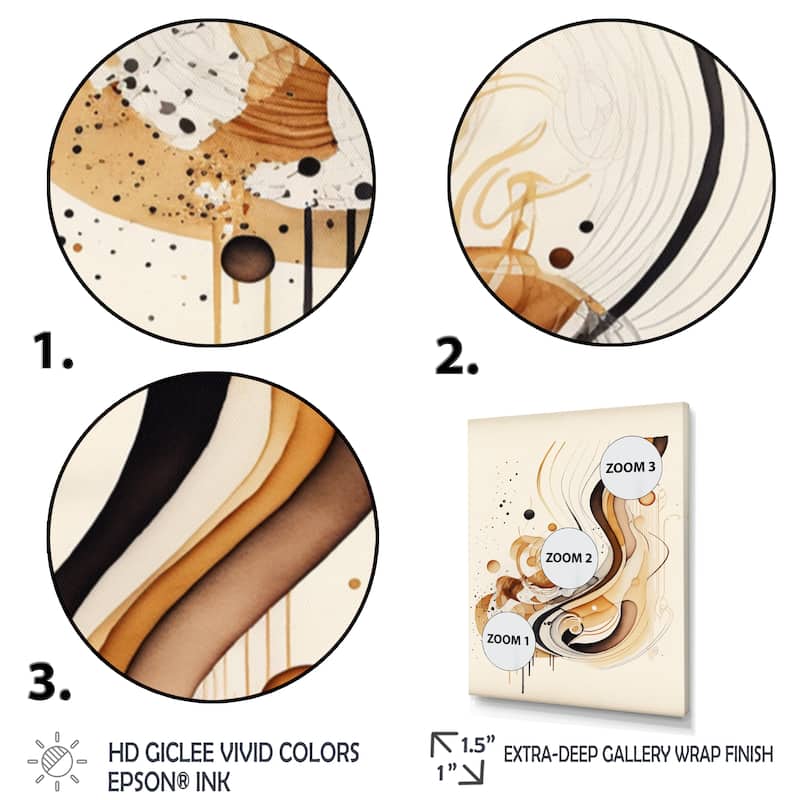 Designart 'Brown And Black Movement IV' Modern Canvas Wall Art