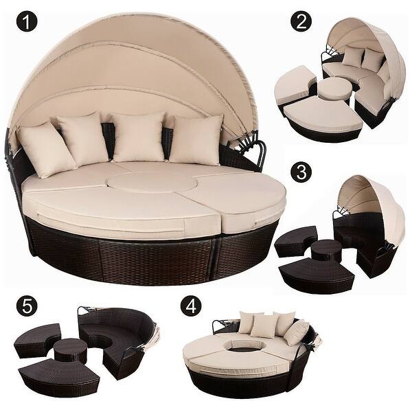 Shop Costway Outdoor Mix Brown Rattan Patio Sofa Furniture Round