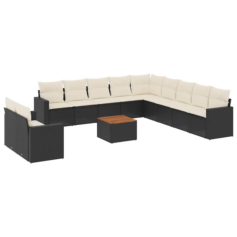 vidaXL Garden Sofa Set Black, Cream White - 115.2 x 115.2 x 27.2