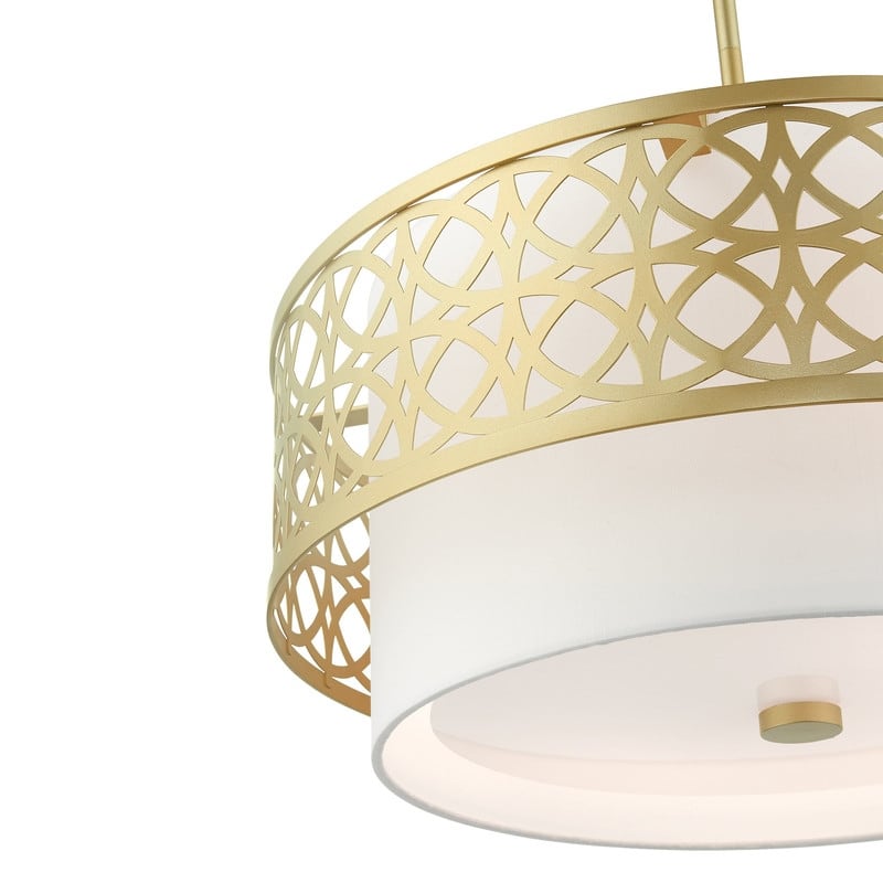Livex Lighting Soft Gold 4 Light Pendant Chandelier, 49865-33 - 20.25"W x 18" - 48"H