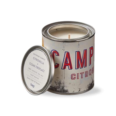 Citro Cedar Fireplace Tin Candle 11oz 48hr Burn Time Multicolor Wax Jar Candle for Summer Outdoor Use - Red