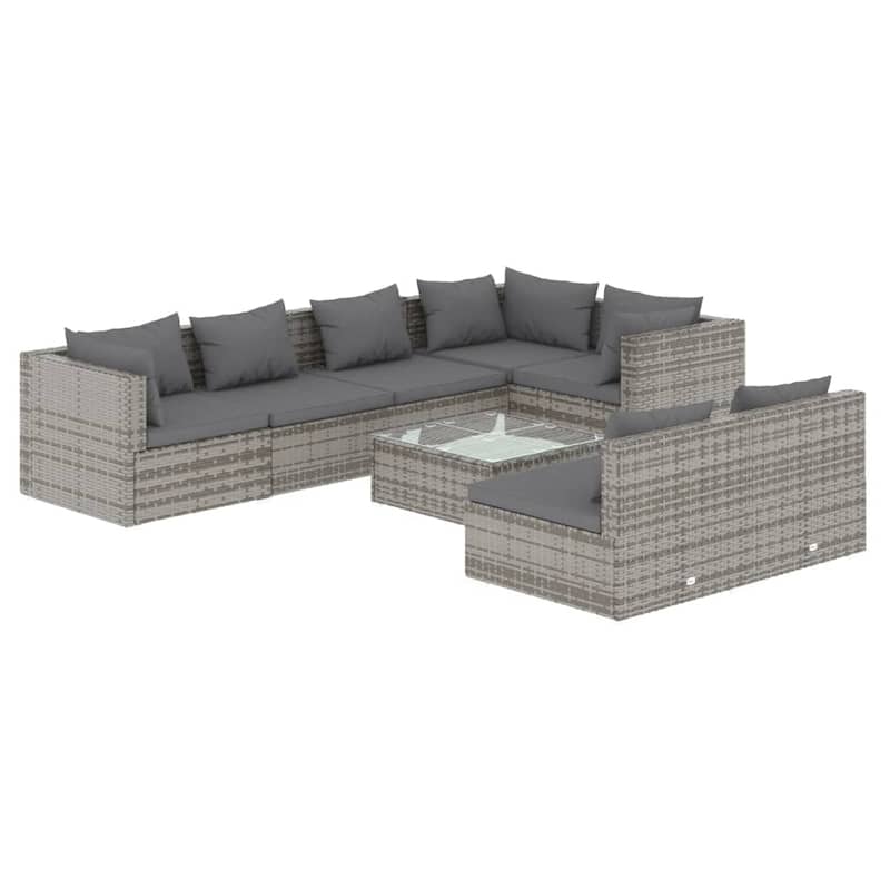 vidaXL Patio Lounge Set Outdoor Sectional Sofa Set Table Garden Poly Rattan - 27.6" x 27.6" x 23.8"